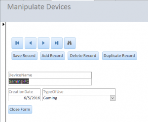 Device manipulation form